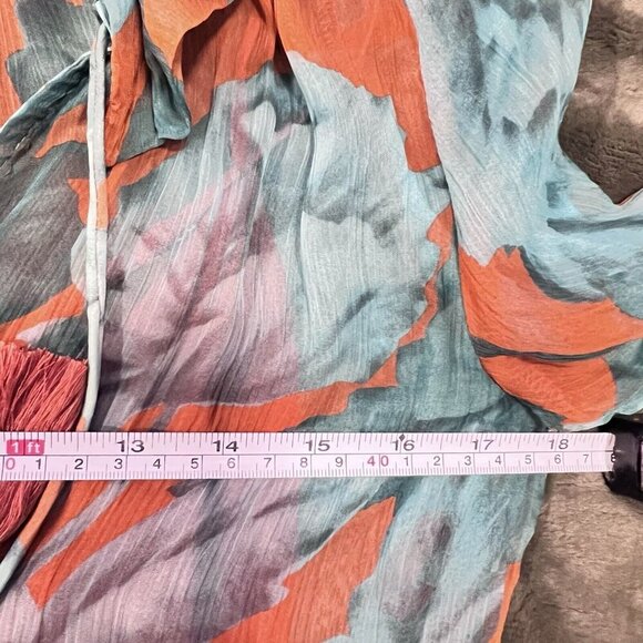 Anthropologie The Marais Floral Chiffon Maxi Dress Long Sleeves Boho Size XXS - Picture 12 of 13